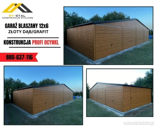 Garaż blaszany z wiatą ogrodową Hala Magazyn Carport Garaż Blaszany