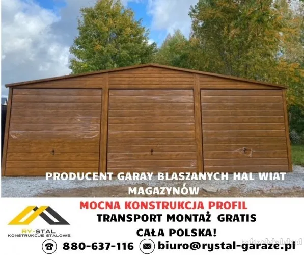 Garaż Blaszany Drewnopodobny 3x5 4x5 4x6 6x6 6x5Wiata Hala Magazyn