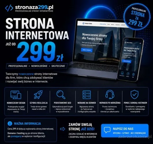 Strona WWW już od 299 PLN | Faktura