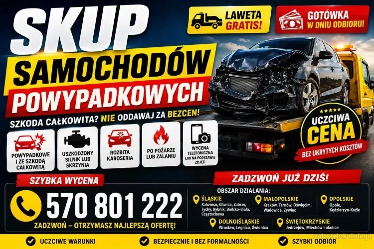 Skup samochodów powypadkowych | Skup aut uszkodzonych | Dojazd lawetą