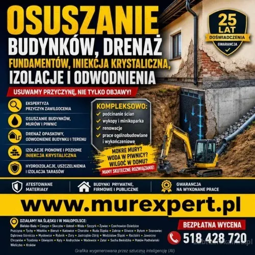 Osuszanie i iniekcja ścian i piwnic - izolacja pozioma, podcinanie muru